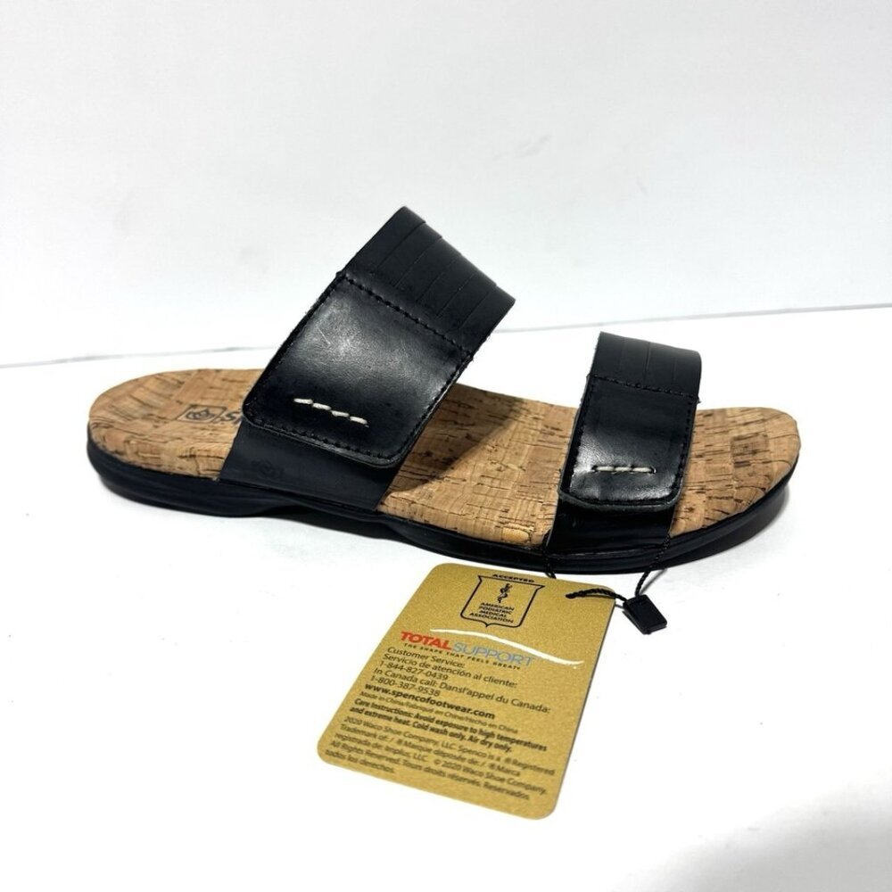 Spenco Womens Layla Black/Tan Sandals Size 7D